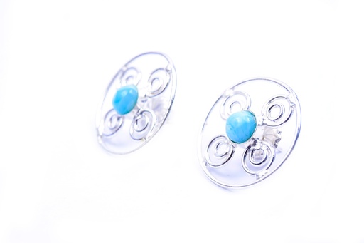 [32653] AUTO SILVER LARIMAR SMALL EARRINGS