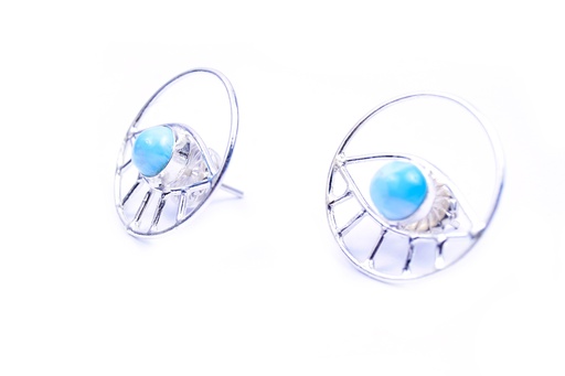 [32655] AUTO SILVER LARIMAR SMALL EARRINGS
