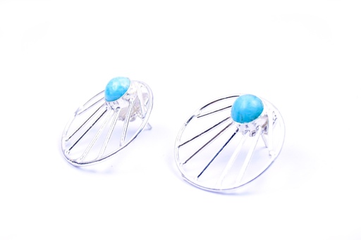 [32656] AUTO SILVER LARIMAR SMALL EARRINGS