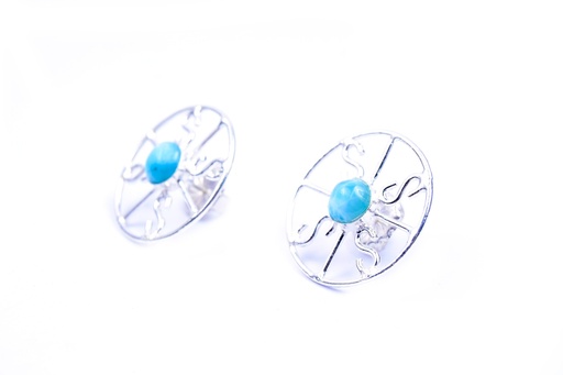[32657] AUTO SILVER LARIMAR SMALL EARRINGS