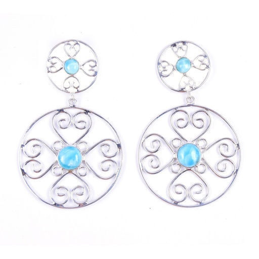 [32670] AUTO SILVER LARIMAR EARRINGS