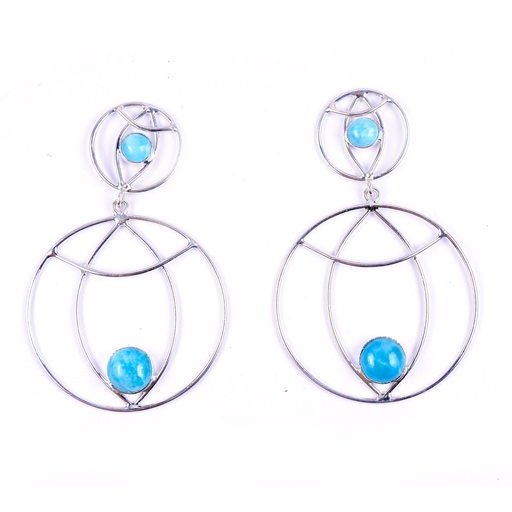 [32671] AUTO SILVER LARIMAR EARRINGS