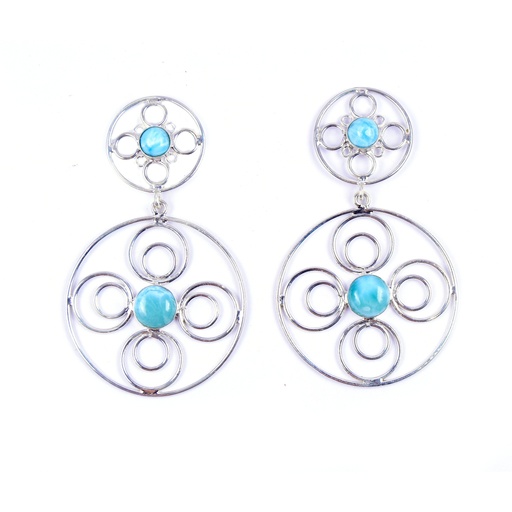 [32672] AUTO SILVER LARIMAR EARRINGS