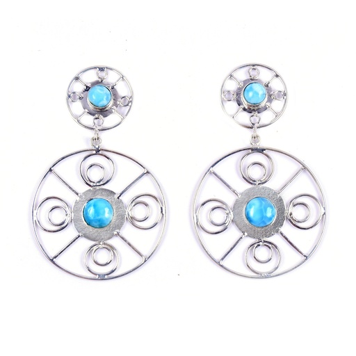 [32673] AUTO SILVER LARIMAR EARRINGS