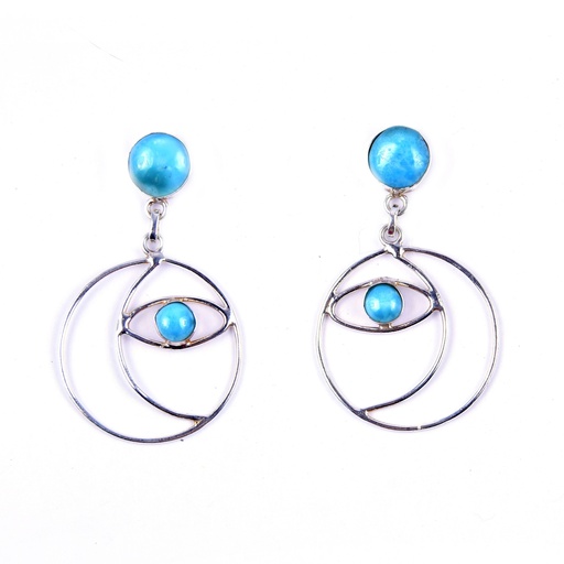 [32675] AUTO SILVER LARIMAR EARRINGS