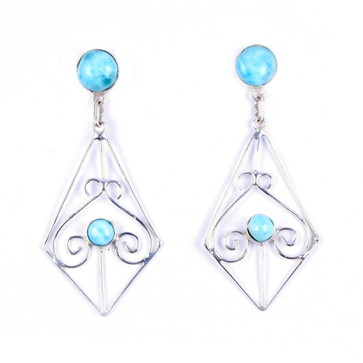 [32676] AUTO SILVER LARIMAR EARRINGS