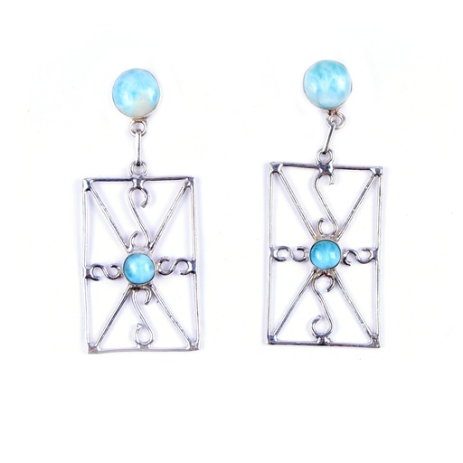 [32677] AUTO SILVER LARIMAR EARRINGS