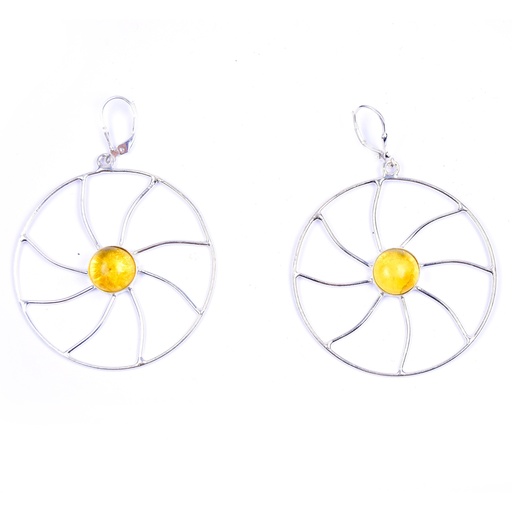 [32682] AUTO SILVER AMBER EARRINGS