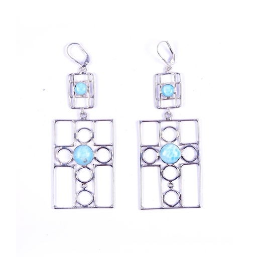 [32690] AUTO SILVER LARIMAR EARRINGS