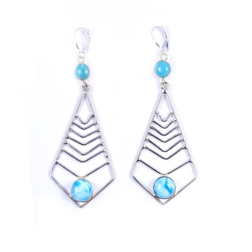 [32691] AUTO SILVER LARIMAR EARRINGS