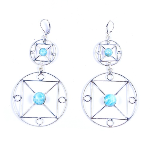 [32692] AUTO SILVER LARIMAR EARRINGS