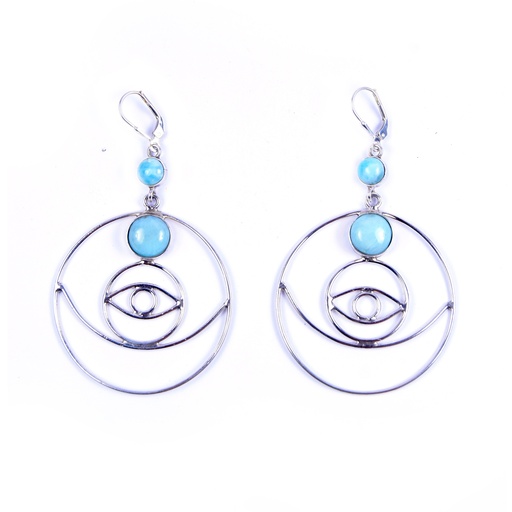 [32693] AUTO SILVER LARIMAR EARRINGS