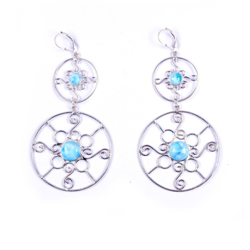 [32694] AUTO SILVER LARIMAR EARRINGS