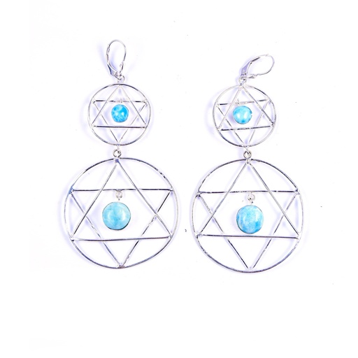 [32695] AUTO SILVER LARIMAR EARRINGS