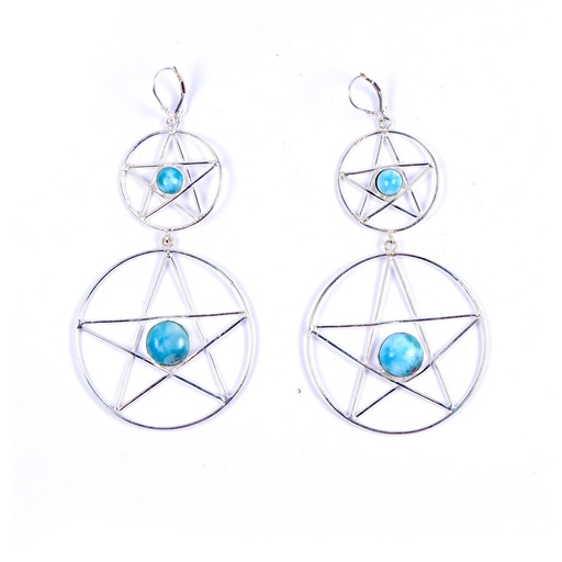 [32696] AUTO SILVER LARIMAR EARRINGS