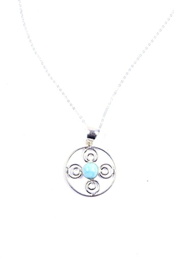 [32726] AUTO SILVER LARIMAR NECKLACE