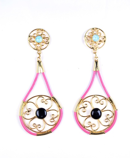 [32768] AUTO PIEL DORATO LARIMAR AND COW HORN EARRINGS