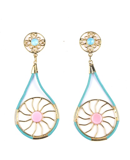 [32771] AUTO PIEL DORATO LARIMAR AND PINK SEA SHELL EARRINGS