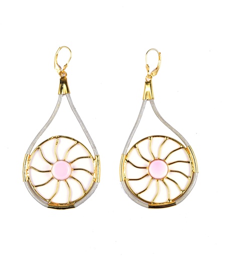 [32776] AUTO PIEL DORATO PINK SEA SHELL EARRINGS