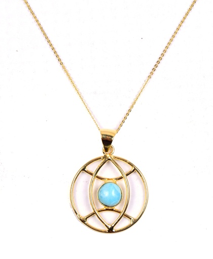 [32905] AUTO DORATO LARIMAR NECKLACE