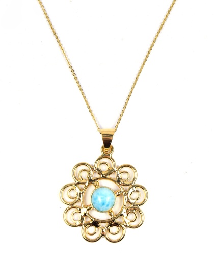 [32910] AUTO DORATO LARIMAR NECKLACE