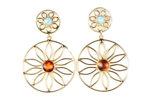 [33015] AUTO DORATO LARIMAR AND AMBER EARRINGS