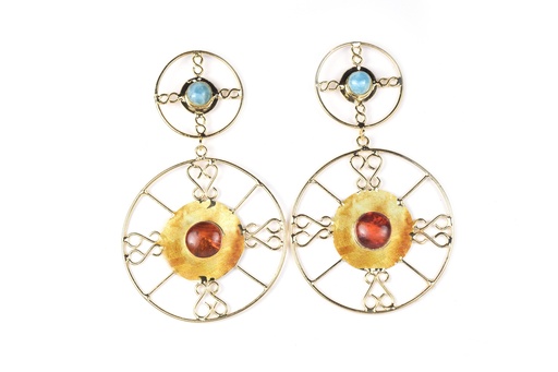 [33017] AUTO DORATO LARIMAR AND AMBER EARRINGS